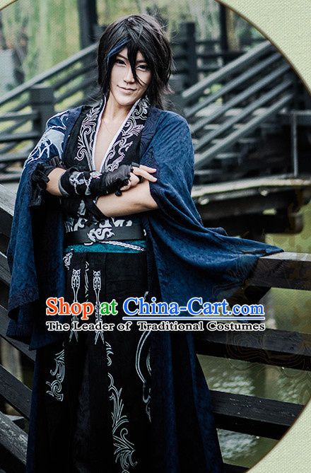 Chinese Swordsman Hanfu Robe Knight Clothing Handmade Bjd Dress Opera Costume Drama Costumes Complete Set