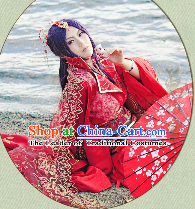 Chinese Red Hanfu Noblewoman Robe Clothing Handmade Bjd Dress Opera Costume Drama Costumes Complete Set