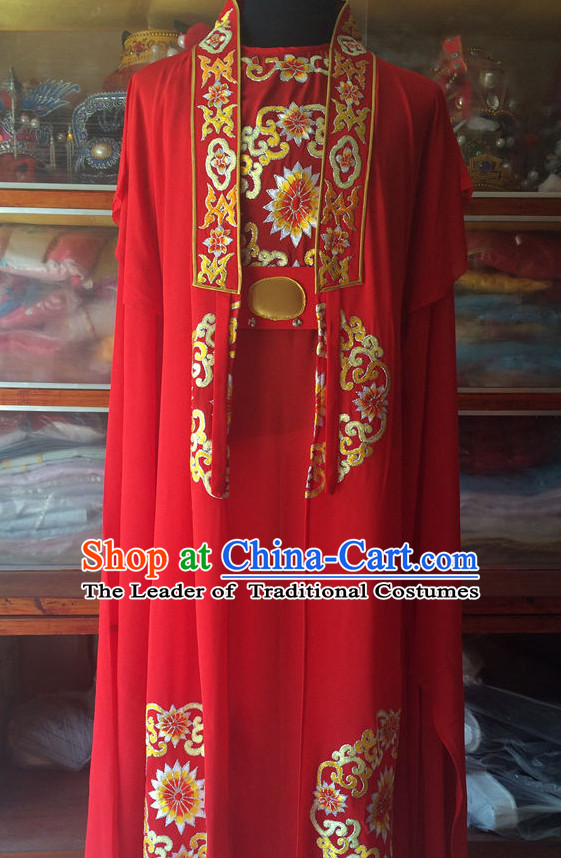 China Beijing Opera Men Wedding Dresses Embroidered Robe Stage Costumes Complete Set