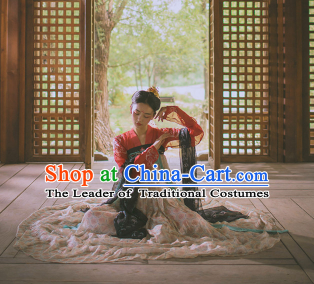 Chinese Ancient Tang Dynasty Ruqun Clothing Complete Set for Women