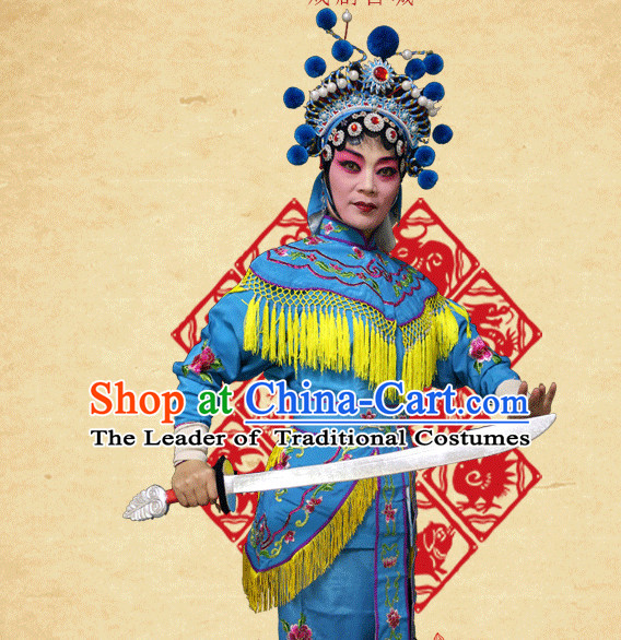 Chinese Opera Beijing Opera Peking Opera Hua Dan Costume Embroidered Robe Hua Dan Opera Costumes and Headdress Complete Set