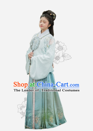 Chinese Traditional Ming Dynasty Royal Stage Hanfu Hanbok Kimono Feitian Costume Dresses Costume Ancient Fairy Garment and Headpieces Complete Set