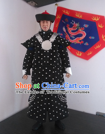 Chinese Classical Qing General Body Armor Hanfu Dress Gown Costumes Ancient Costume Clothing Complete Set