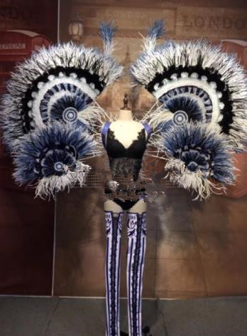 Parade Quality Feather Dance Costumes Popular Ostrich Feathers Fancy Bird Costume Stage Costumes Angel Wings Costume Complete Set