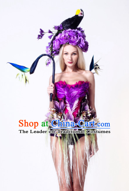 Parade Quality Forest Dance Costumes Popular Ostrich Feathers Fancy Costume Angel Wings Costume Complete Set