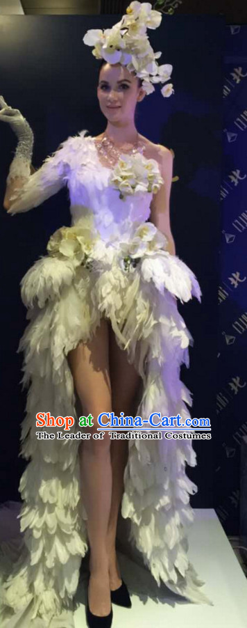 Parade Quality Feather Dance Costumes Popular Ostrich Feathers Fancy Costume Angel Wings Costume Complete Set