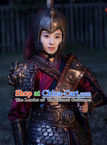 Chinese Ancient General Female Hero Body Armor Costumes Complete Set for Women