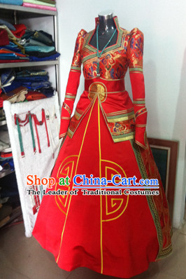 Chinese Mongolian Minority Mongol Women Dress Mongolia Minority Dresses Ethnic Mongolian Costume Complete Set