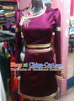 Chinese Mongolian Minority Mongol Women and Men Dress Mongolia Minority Dresses Ethnic Mongolian Costume Complete Set