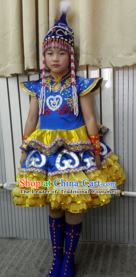 Chinese Stage Minority Dance Costume Dance Costumes Fan Dance Umbrella Ribbon Fans Dance Fan Water Sleeve Costume for Children Girls