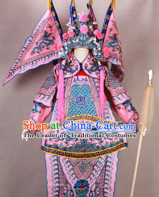 Pink China Beijing Opera Chinese Peking Opera Costume Embroidered Robe Military General Opera Costumes Complete Set