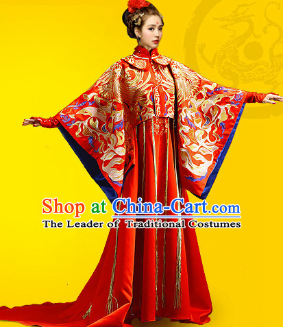 Chinese Traditional Wedding Dresses Bridal Wedding Gown Embroidered Phoenix Cloth