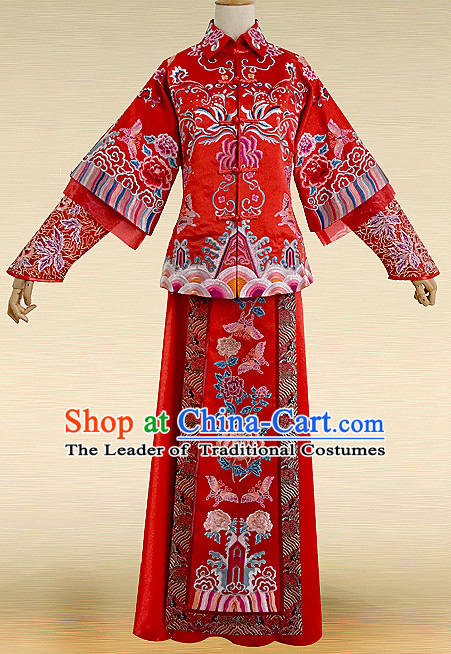 Chinese Traditional Wedding Dresses Bridal Wedding Gown Embroidered Phoenix Cloth