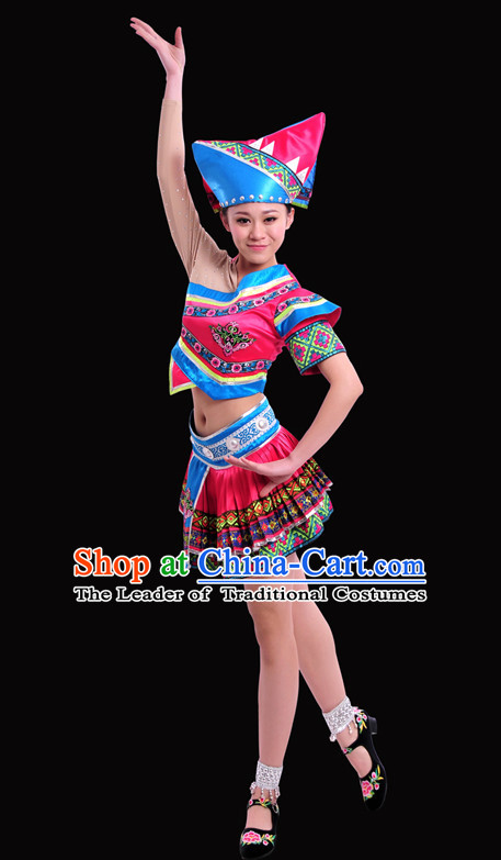 Zhuang Minority Women Dresses Ethnic Clothing Minority Dance Costume Minority Dress