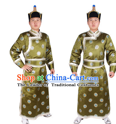 Mongolian Men Minority Mongol Mongolia Robe and Hat Complete Set