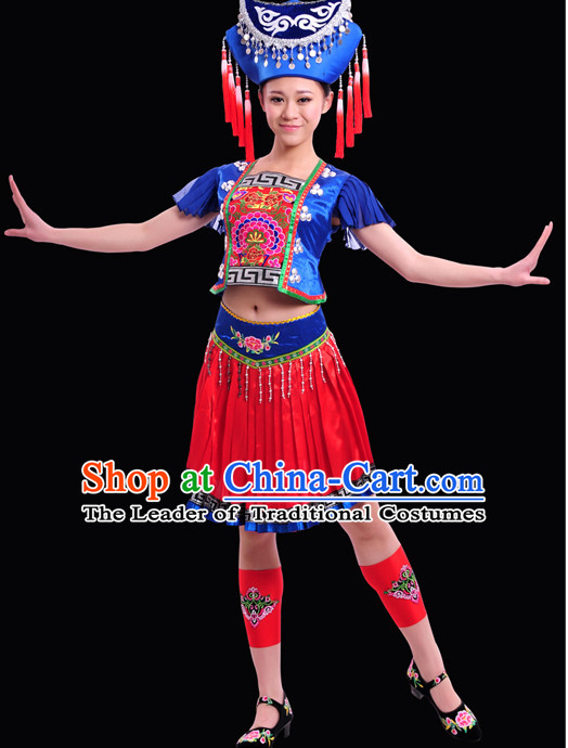 Zhuang Minority Women Dresses Ethnic Clothing Minority Dance Costume Minority Dress