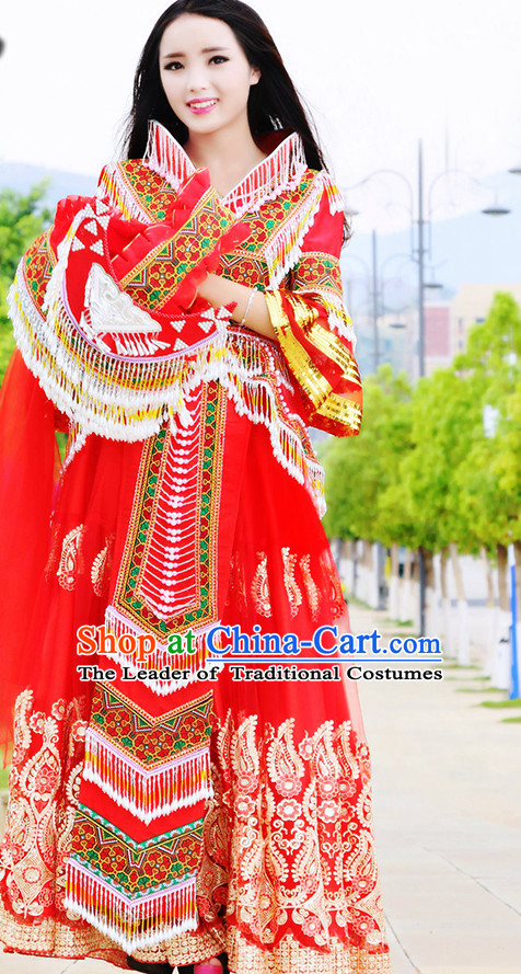 Hmong Women Minority Dresses Miao Girls Clothing Ethnic Miao Minority Dance Costume Minority Dress Dance Miao Costumes and Hat Complete Set