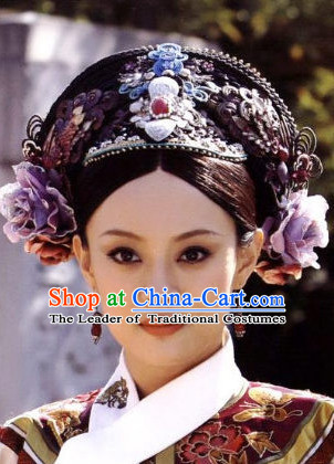 Traditional Chinese Qing Empress Headpiece Princess Headdress Palace Hair Decorations Royal Hair Sticks Head Gear Hair Decoration Set