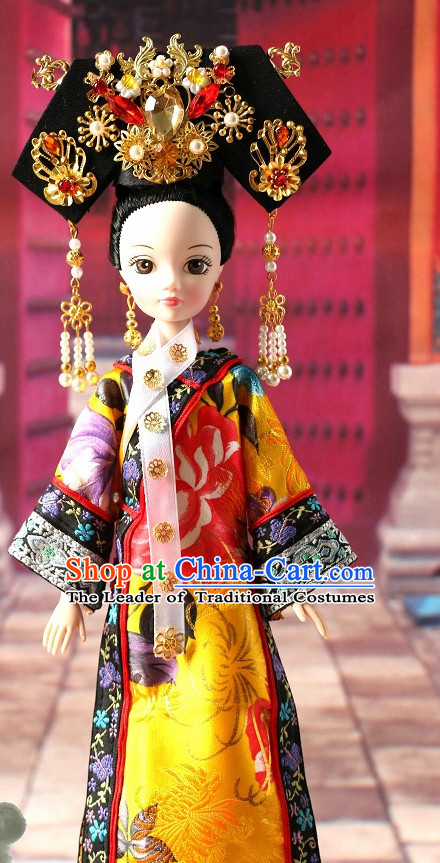 Traditional Chinese Qing Empress Headpiece Princess Headdress Palace Hair Decorations Royal Hair Sticks Head Gear Hair Decoration Set