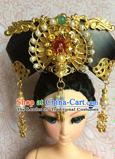 Traditional Chinese Women Qing Empress Headpiece Princess Headdress Palace Hair Decorations Royal Hair Sticks Head Gear Hair Decoration Set