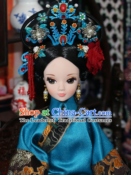 Traditional Chinese Women Qing Empress Headpiece Princess Headdress Palace Hair Decorations Royal Hair Sticks Head Gear Hair Decoration Set