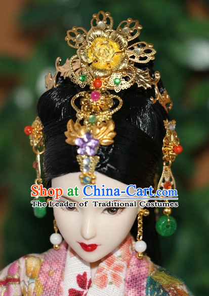 Traditional Chinese Women Qing Empress Headpiece Princess Headdress Palace Hair Decorations Royal Hair Sticks Head Gear Hair Decoration Set