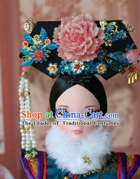 Traditional Chinese Qing Empress Headpiece Princess Headdress Palace Hair Decorations Royal Hair Sticks Head Gear Hair Decoration Set