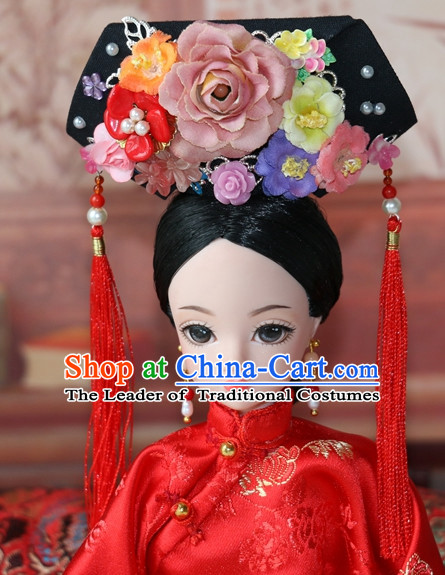 Traditional Chinese Qing Empress Headpiece Princess Headdress Palace Hair Decorations Royal Hair Sticks Head Gear Hair Decoration Set