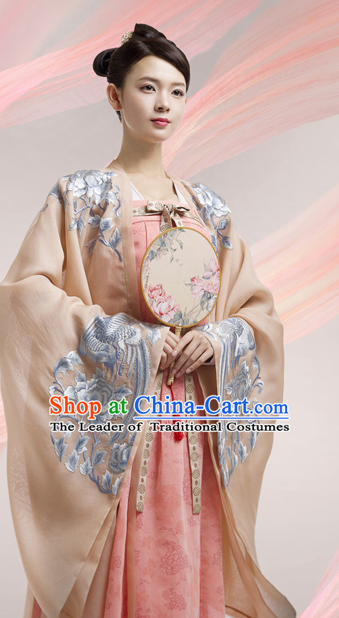 Ancient Chinese Aristocrat Clothing and Headpieces Complete Set for Women Girls