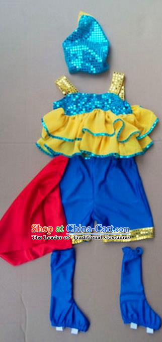 Traditional Chinese Yangge, Children Kindergarten Fan Dancing Wholesale Costume, Folk Dance Yangko Costume, Traditional Chinese Dancewear for Kids