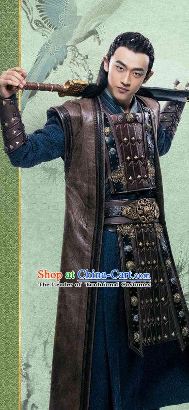 Traditional Chinese Ancient Men Costumes, Ancient Chinese Cosplay General Swordsmen Knight Costume Armour Complete Set for Men