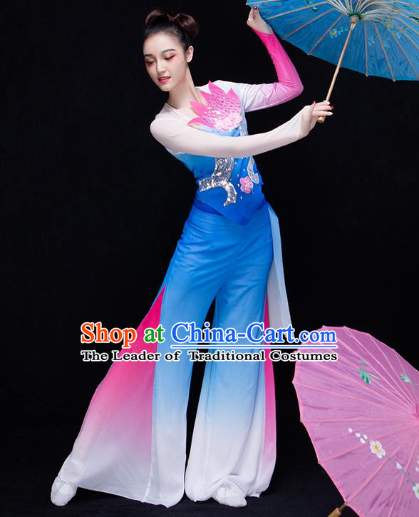 Traditional Chinese Classical Yangko Dance Dress, Yangge Fan Dancing Costume Umbrella Dance Suits, Folk Dance Yangko Costume for Women