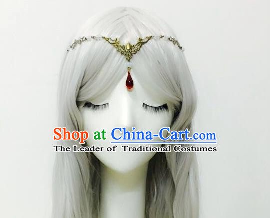 Traditional Chinese Ancient Jewelry Accessories, Ancient Chinese Imperial Princess Frontlet and Wigs Complete Set for Women
