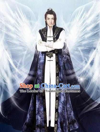 Traditional Chinese Ancient Emperor Costumes, Ancient Chinese Cosplay General Swordsmen Palace Prince Embroidered Costume Complete Set for Men