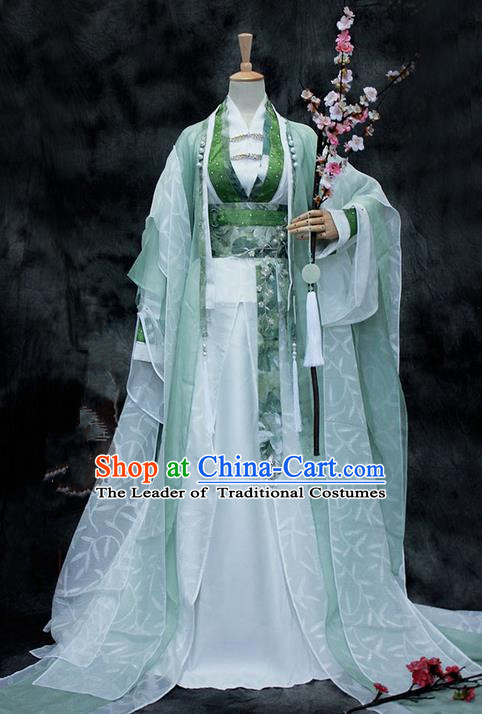 Chinese Ancient Cosplay Costumes, Chinese Traditional Embroidered Royal Prince Clothes, Ancient Chinese Cosplay Swordsman Knight Costume Complete Set for Men