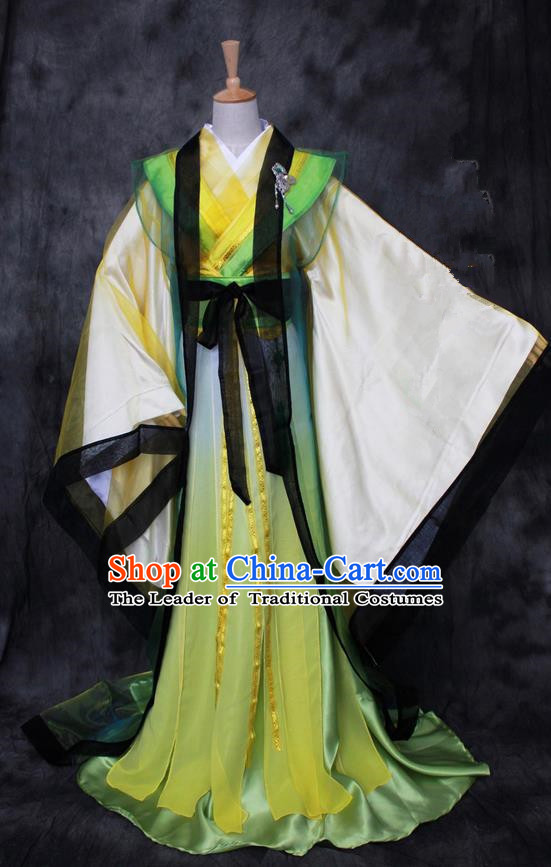 Chinese Ancient Cosplay Costumes, Chinese Traditional Embroidered Prince Clothes, Ancient Chinese Cosplay Swordsman Knight Costume Complete Set For Men