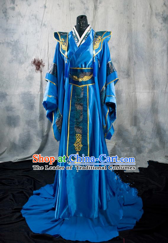 Chinese Ancient Cosplay Costumes, Chinese Traditional Embroidered Prince Clothes, Ancient Chinese Cosplay Swordsman Knight Costume Complete Set For Men