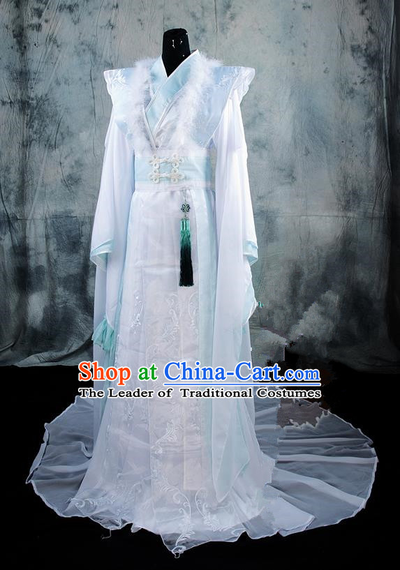 Chinese Ancient Cosplay Costumes, Chinese Traditional Embroidered Prince Clothes, Ancient Chinese Cosplay Swordsman Knight Costume Complete Set For Men