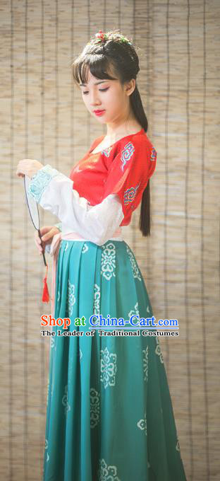 Traditional Chinese Tang Dynasty Imperial Princess Embroidered Costume, Asian China Ancient Hanfu Young Lady Dress Clothing