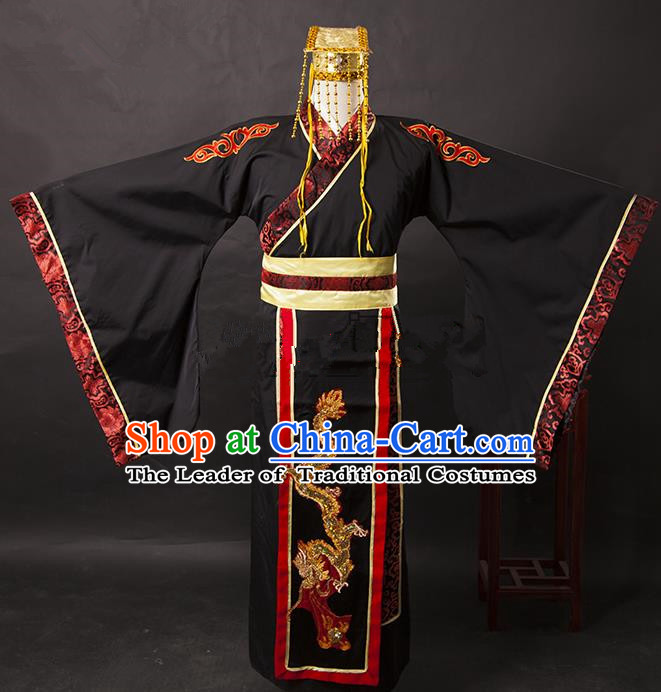 Traditional Ancient Chinese His Majesty Hanfu Costume, Asian Chinese Han Dynasty Emperor Clothing for Men