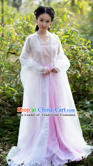 Traditional Chinese Fairy Princess Embroidered Costume, Ancient China Ten great III of peach blossom Tang Dynasty Palace Lady Dress Clothing