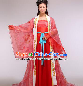 Traditional Ancient Chinese Imperial Consort Costume, Elegant Hanfu Clothing Chinese Tang Dynasty Imperial Empress Tailing Embroidered Clothing for Women