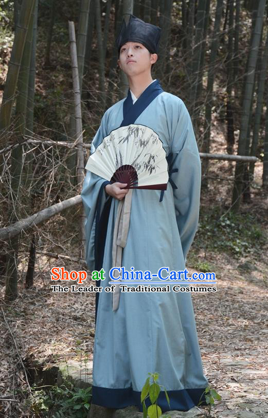 Traditional Ancient Chinese Hanfu Embroidered Scholar Costume, Asian China Han Dynasty Clothing for Men