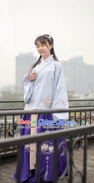 Traditional Chinese Ming Dynasty Palace Lady Hanfu Costume, Asian China Ancient Princess Dress Embroidered Clothing for Women