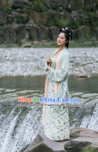 Traditional Ancient Chinese Song Dynasty Palace Lady Hanfu Costume Green Embroidered BeiZi, Asian China Princess Cardigan Clothing for Women