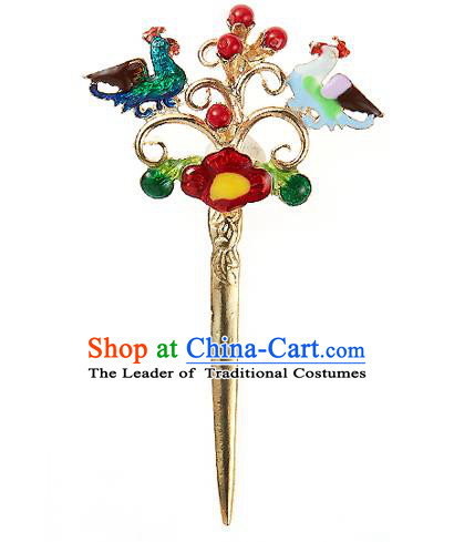 Traditional Korean National Hair Accessories Yellow Hairpins