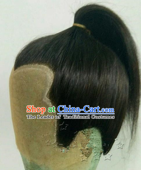 Chinese Ancient Opera Swordsman Wig, Traditional Chinese Beijing Opera Taoist Priest Wig Sheath for Men