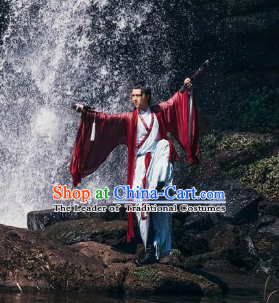 Traditional Chinese Jin Dynasty Swordsman Hanfu Costume Complete Set for Men