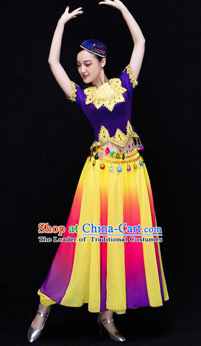 Traditional Chinese Uyghur Nationality Dance Costume, Chinese Uigurian Minority Dance Clothing for Women