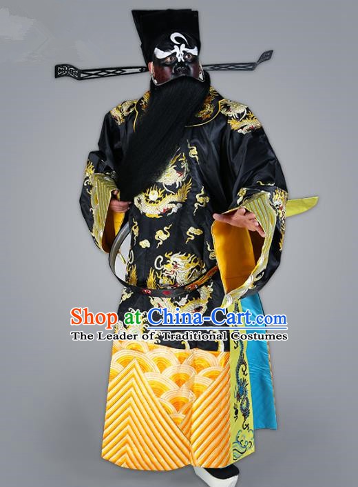 Chinese Beijing Opera Bao Zheng Costume Embroidered Robe, China Peking Opera Prime Minister Embroidery Gwanbok Clothing